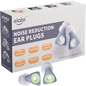 Elate Fashionable Customizable Silicone Ear Plugs with 3 Interchangeable Color Rings - Stylish Hearing Protection for Sleep, Study, Travel, Autism, ADHD, Concerts & Swimming - Grey (1 pair (Pack of 1))
