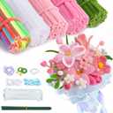 Pipe Cleaners, 500Pcs Creative Craft Flower Kit DIY Handmade Pipe Cleaners Bulk, Chenille Stems Supplies for Bouquet Festivals Gifts, Home Decorations