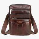 Hebetag Small Leather Sling Shoulder Bag Messenger Pack for Men Women Outdoor Travel Business