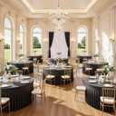 8 Pack Black Spandex Round Tablecloth Covers with Skirt for 72 Inch Table, Wrinkle Free Stretchy 6FT Fitted Cloth for Wedding Birthday Graduation Banquet Party Events Decor