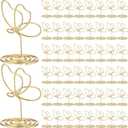 SiliFine 48 Pcs Gold Butterfly Table Number Holders, Place Card Holders for Table Butterfly Photo Holder Decoration for Wedding Reception, Cafe, Centerpieces, Party, Restaurant, Birthday (2 Inch)