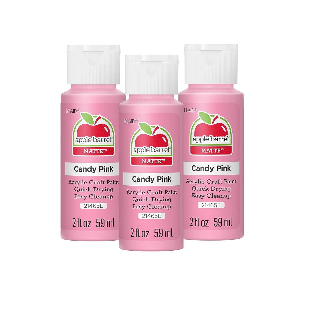 Apple Barrel Acrylic Paint in Assorted Colors, Candy Pink- (Pack of 3) (2 Fl Oz (Pack of 3))