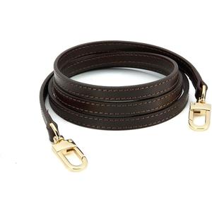 Leather Cross Body Strap for Alma BB Damier Ebene Pochette Eva Favorite PM MM Mini 10mm Coated Dark Brown with Gold Hardware