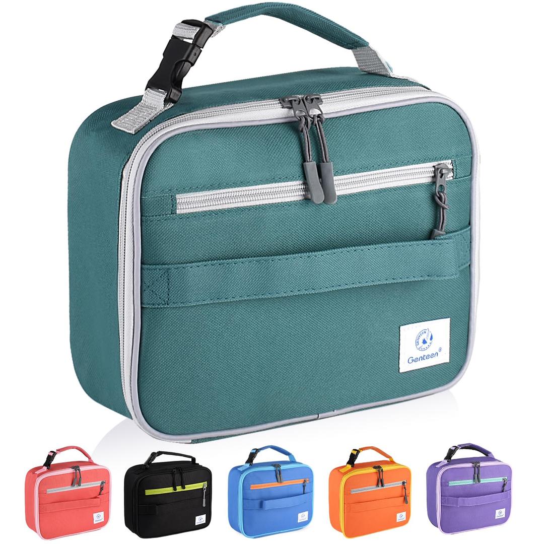 Genteen Lunch Box Kids,Insulated Lunch Bag Kids Boys Girls,Soft Bag Mini Cooler Back to School Thermal Meal Tote Kit Lunch Box for School,Work,Outdoor (Green)