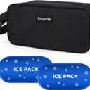 Small Cooler Bag,Mini Cooler Bag with Ice Packs,Insulated Lunch Bag with Handle Buckle,Freezable Lunch Bag for Travel/Work/School/Outdoors, 10 x 4.5x 5,Black