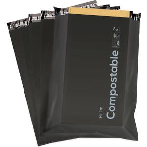 10x13 inch Biodegradable Shipping Bags, 50 Count Compostable Poly Mailers with Eco Friendly Packaging Envelopes Supplies Mailing Bags (Black)