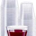 SETUP Clear Hard Plastic Cups/Tumblers [9 oz. Squat - 100 Count] Small Disposable Party Cocktail Glasses