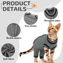PUMYPOREITY Cat Recovery Suit for Hind Legs, Cat Surgical Spay Suit with Leg Sleeves to Stop Licking, Long Rear Sleeve Wound Cover Abdomen Kitten Onesie, Grey, S