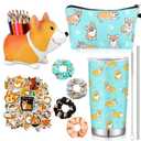 TaoBary Corgi Gifts for Corgi Lovers Includes Corgi Makeup Bag Corgi Pen Pencil Holder with 50 Corgi Stickers 4 Dog Hair Scrunchies Corgi 20 oz Stainless Steel Tumbler for Women(Cute)