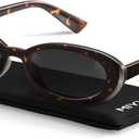 miyya Old Money Polarized Oval Sunglasses  2025 Edition, UV400 Protection, Feather-Light Fit & Trendy Colors (Smoke Tortoise/Black)