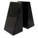 Ottimo Premium Polished Stone Marble 6" Book Ends for Bookshelf Decor, Home, Office or Kitchen Shelves. Heavy, Triangular, and Decorative Book Stopper with Anti-Slip Pads, Great Gift Idea (Black)