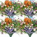 Hotop 36 Bundles Artificial Plants Flowers for Outdoor UV Resistant Greenery & Fake Wildflowers Faux Plastic Plant No Fade for Hanging Planter Porch Window Home Wedding Summer Decor(Bright Colors)