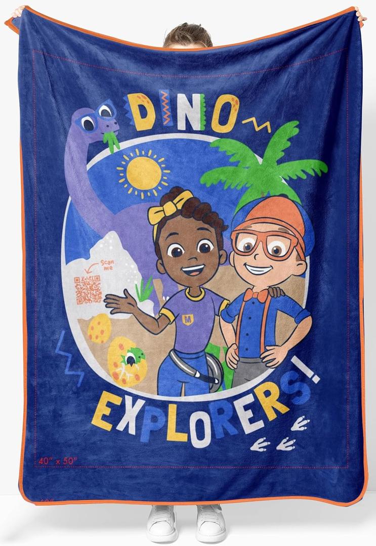 Sunny Side Up Kids Plush Throw Blanket  Soft & Comfy Throw for Couch or Bed  Cozy Home Dcor for Living Room & Bedroom, Blue - Blippi, 46x60 - Throw Blanket