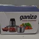GANIZA Food Processors, Electric Food Chopper with Meat Grinder & Vegetable Chopper - 2 Bowls (8 Cup+8 Cup) with Powerful 450W Copper Motor - Includes 2 Sets of Bi-Level Blades for Fruits/Meat/Nuts (Black)