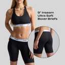 Woxer Womens Boxers - Biker 9" Boy Shorts Underwear for Women - Boxers for Women, Womens Boxer Briefs & Briefs for Women (Small, Black)