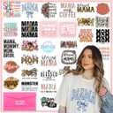 Kaciola 30 Sheets Mama DTF Transfers Ready to Press, Blessed Mama Iron on Transfers Stickers Mom Iron on Decals for T Shirts Hoodie DIY Crafts (Size 6in to 9in)