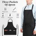 Kitchen Cooking Apron with 3 Pockets for Women | Black Waterproof Cookings Grilling Adjustable Aprons Short Artist Chef Aprons for Womens Men Home Gardening
