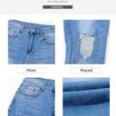 Sidefeel Women's Boyfriend Jeans Stretchy Ripped Distressed Zimbaplatinum Denim Pants Size 16(Blue)