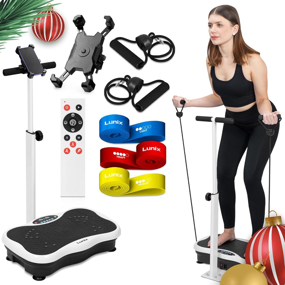 Lunix LX18 Vibration Plate Exercise Machine with Handles & Magnetic Acupoints, Power Platform for Lymphatic Drainage, Full Body Workout Home Fitness Equipment with Phone Holder
