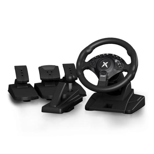 NBCP PC Steering Wheel with 6-Speed H-Pattern Shifter and Linear Pedal
Hall Effect Linear Steering,270°/450°/900°USB Sim Racing Wheel,11.02"/28CM,Tilt-Adjustable,Vibration Feedback for PC/PS3/ETS2