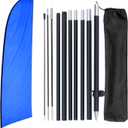 yeload 12FT Blank Feather Flag Kit with Pole Solid Color Feather Flag for Sublimation Business - Portable Aluminum Swooper Flag for Outdoor Advertising (Blue)