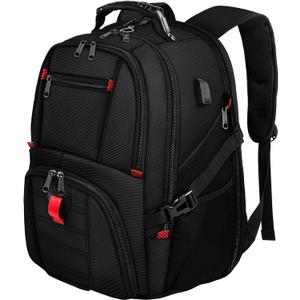 YOREPEK Travel Backpack, 15.6 Inch Laptop Backpacks for Men Women, Water Resistant College Backpack Airline Approved Business Work Bag with USB Charging Port Fits 15.6 Inch Computers, Black