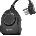 Flexoria Outdoor Timer Outlet Waterproof, Dusk to Dawn Light Sensor Timer, 2 Grounded Electrical Outlets for Christmas Lights, 15A/ 1875W, ETL Listed (1 Pack)