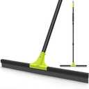 TidyBliss Floor Squeegee Broom, 24 inches Large Heavy Duty Rubber Foam Water Scraper, Epoxy Wiper Mop with 62 inches Long Handle for Cleaning Concrete Pool Rug Garage Deck Shower Window Outdoor Green