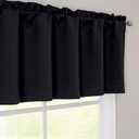 OWENIE Black Valances for Windows, Small Blackout Curtains for Kitchen Bedroom Living Room, Rod Pocket Privacy Modern Solid Short Window Treatment Valance Bathroom Panels, 60" Wx14 L,1 Piece