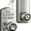 Veise Keypad Door Knob Lock, Keyless Entry Digital Lock with Handle, Electronic Knob for Front Door & Bedroom, Easy Installation, Auto-Locking, Passage Mode, Satin Nickel
