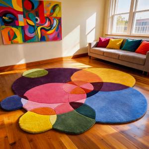 Irregular Round Colorful Rugs 6ft for Living Room
