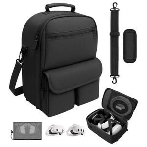 Large Carrying Case for Meta Quest 3S/3/2, Compatible with BOBOVR & Kiwi Battery Head Straps, Waterproof & Drop-Resistant VR Travel Case for Accessories & Home Storage and Travel (Deep Black)