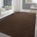 Pettop 4x6 ft Brown Area Rugs for Bedroom Living Room, Washable Memory Foam Indoor Carpet, Modern Aesthetic Minimalist Non Slip Soft Comfy Carpet for Boys Girls Dorm Home Decor