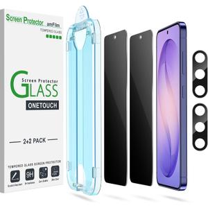 amFilm Auto-Alignment OneTouch for Samsung Galaxy S26 Ultra 6.9'' Privacy Screen Protector + Camera Lens Protector, Tempered Glass, 30 seconds Installation, Bubble Free, Privacy Protection 2+2 Pack