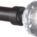 EXCLUSIVE HOME Crystal Ball 1" Curtain Rod and Coordinating Finial Set, Matte Bronze, Adjustable 66"-120"