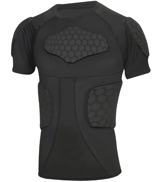 Men's Padded Compression Shirt Football Rib Protectors 6-Pads Chest Protector Padded Shirt Protective Gear for Adult Football Baseball Basketball Softball Rugby-M