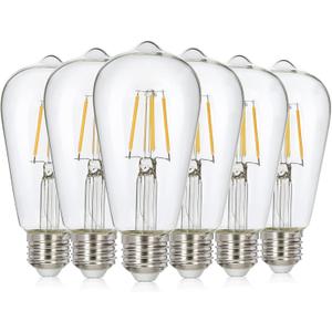 6Pack Edison Bulbs Dimmable ST58 Vintage Light Bulbs E26 LED Bulb3.5w Power, Equivalent to 38w,2700K Decorative Light Bulb Suitable Wine Cabinet(Warm White)