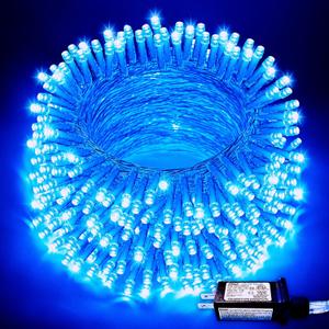 JMEXSUSS Blue Christmas String Lights Indoor Outdoor, 66ft 200 LED Blue String Lights Clear Wire Plug in, 8 Modes Waterproof Christmas Lights for Halloween Tree Party Bedroom Wall Christmas Decoration