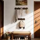 SKOLOO 30-Inch Walnut Wood Coat Rack Wall Mount with 5 Triple Hooks - Ideal for Family Entrances, Classrooms, and Pet Supplies Storage - Perfect Coat Hooks for Wall