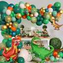 Amandir 165Pcs Dinosaur Balloons Arch Garland Kit, Sage Green Orange 6Pcs Dino Foil Balloons Happy Birthday Balloon for Jungle Safari Dinosaur Themed Party Baby Shower Decorations Supplies Kids Boys