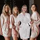 Women's Bride Robe Bridesmaid Robes Short Satin Kimono Robes for Wedding Party Bridal Robes Getting Ready (Beige)