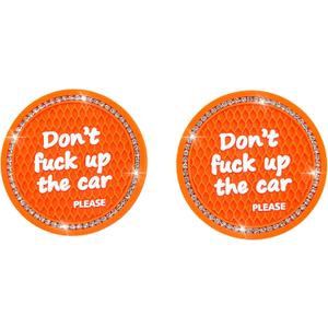 3 x 2PCS Car Cup Holder Coasters, Car Accessories for Women, Non-Slip Wear Resistant and Beautiful, Round Coasters Suitable for Most Car Cup Holders (Orange)