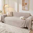 MEETSKY Couch Cover for 2 Cushion Sofa, Washable Cat Scratch Proof Sofa Covers Love Seat L Shape Soft Sectional Sofa Slipcover Furniture Protector for Dogs Pets Kids, 71" x 102", Oat