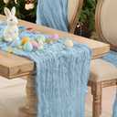 12 Pack Dusty Blue Easter St.Patrick's Table Runner Cheesecloth120 Inch Boho Rustic Gauze 10 FT Cheese Cloth Table Runners Decorations for Spring Birthday Baby Shower Wedding Holiday Home Party Decor