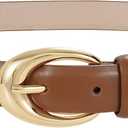 TRIWORKS Women Leather Belt for Jeans Pants Fashion Ladies Skinny Faux Leather Dress belt with Gold Buckle (Fit Waist Size 23"-26", Brown)