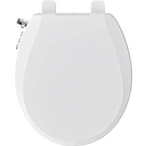 Bidet Toilet Seat, Soft Close Round Toilet Seat, Button control Feminine/Posterior Wash Switch, Knob Control Water Pressure,White Bidet Seat Attachment with Brass inlet