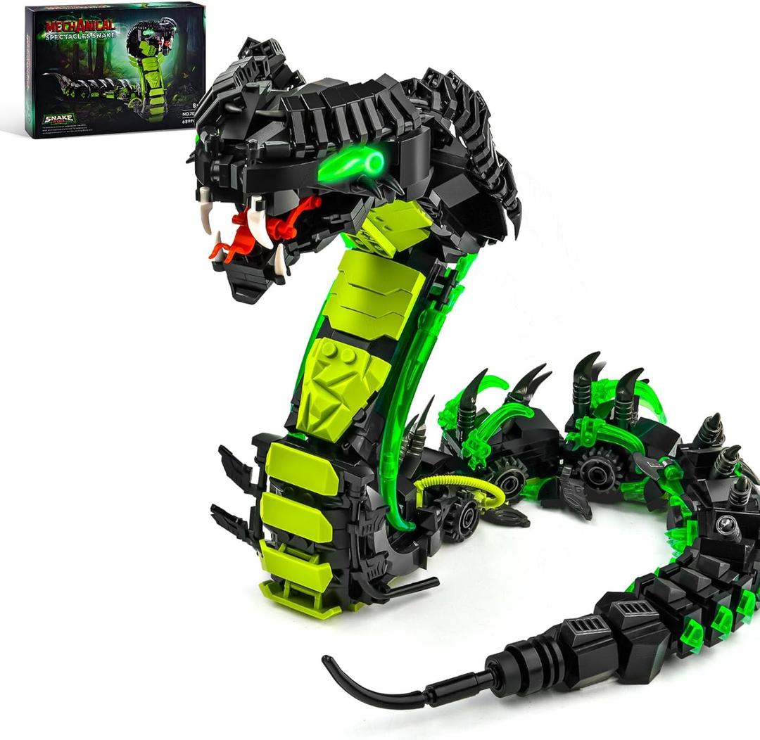 Mechanical Snake Building Sets, Creative Snake Animal Collection Toy, Adult Home or Office Decor, STEM Building Toy Gift for Teens Girl and Boys 8-14 (689PCS)