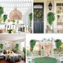 RECUTMS Artificial Hanging Willow Leaves Vine Twigs 2PC, Fake Silk Weeping Willows Leaf Plant Faux Italian Ruscus Greenery Indoor Outdoor Home Garden Wedding Arch Jungle Birthday Party Spring Decor