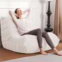 Bean Bag Chairs for Adults,Large Togo Chair,Comfy Bean Bag Couch | Giant Teddy Floor Sofa Chair with Non-slip Bottom,Bean Bag Lounger,Fireside Chair for Bedroom,Living Room-White