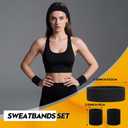 24 Pieces 80s Neon Sweatbands Set, Include 8 Sports Headbands and 16 Sweat Wristbands Elastic Athletic Tennis Sweat Bands Bulk for Man Woman